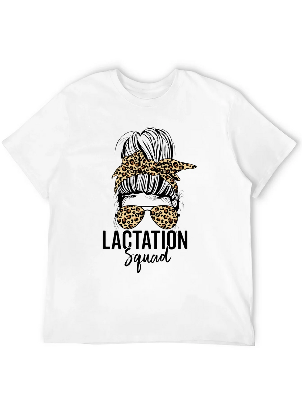Lactation Squad Leopard Print Messy Bun T-Shirt product image 11