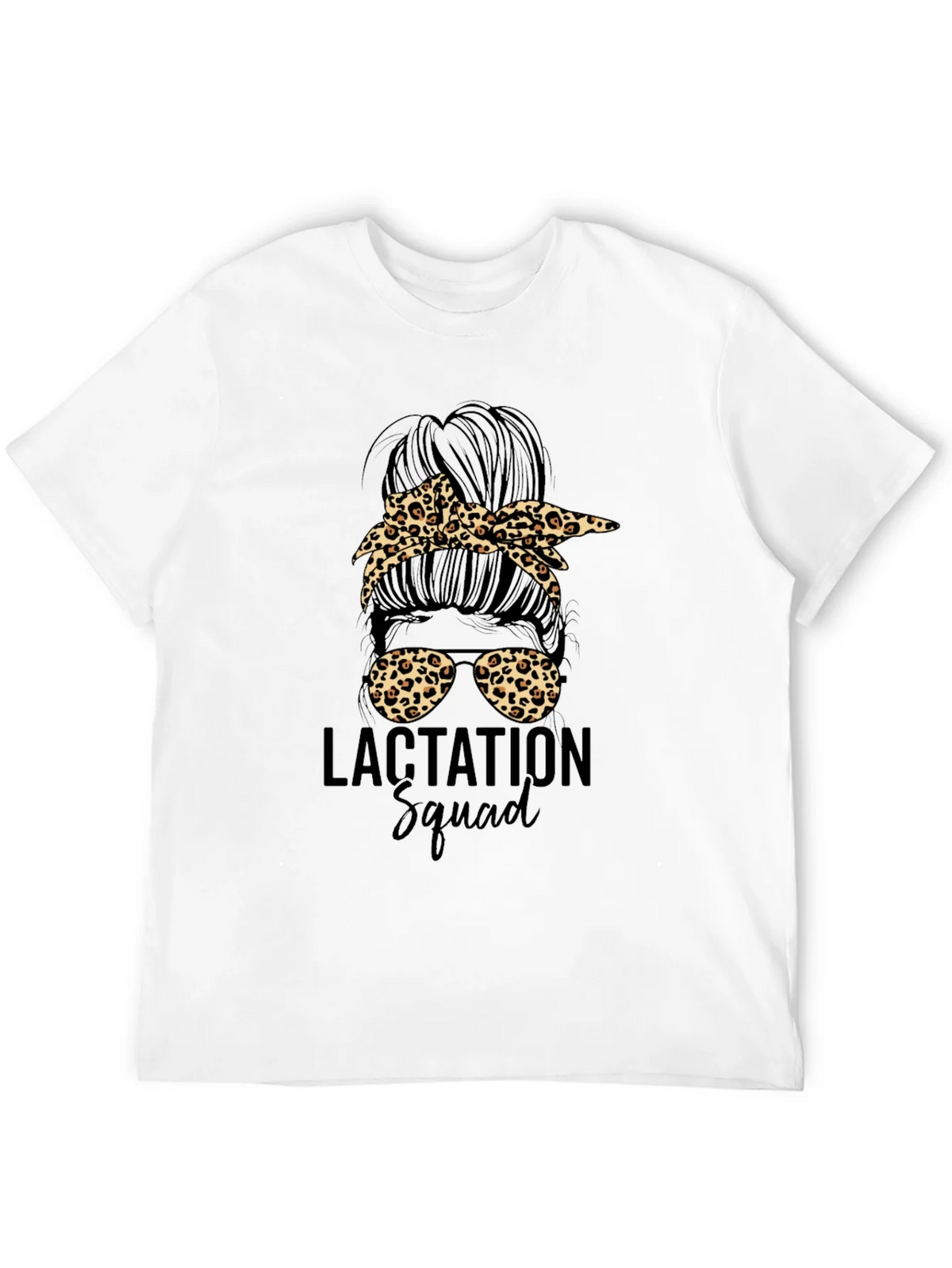 Lactation Squad Leopard Print Messy Bun T-Shirt product image 11