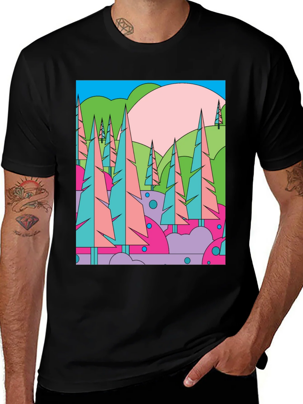 Abstract Forest Graphic T-Shirt - Retro Style Tee product image 1