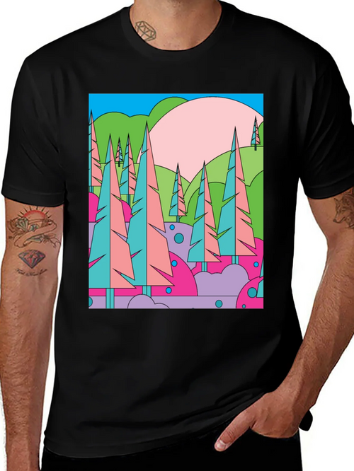 Abstract Forest Graphic T-Shirt - Retro Style Tee product image 1