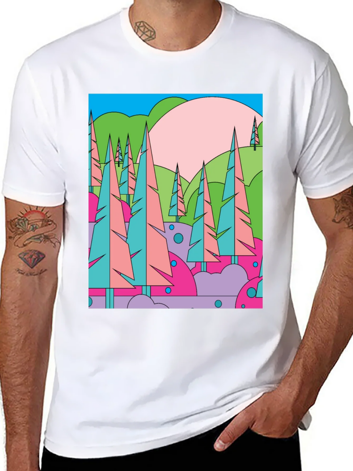 Abstract Forest Graphic T-Shirt - Retro Style Tee product image 7