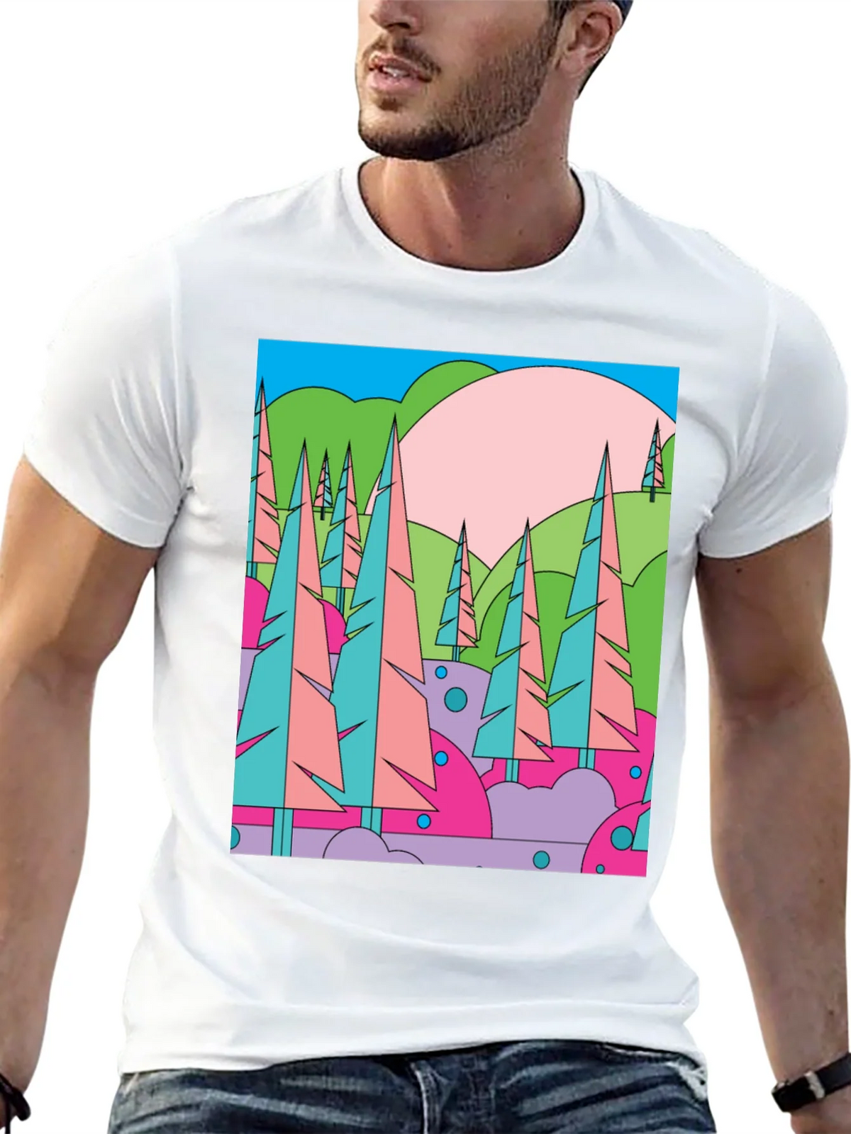 Abstract Forest Graphic T-Shirt - Retro Style Tee product image 12