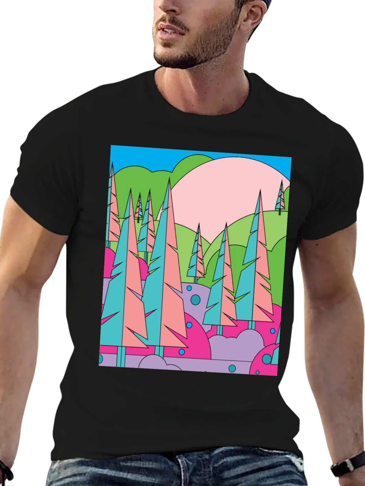 Abstract Forest Graphic T-Shirt - Retro Style Tee product image 6