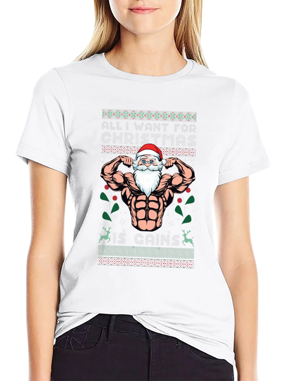 Funny Santa Gains Christmas T-Shirt product image 8