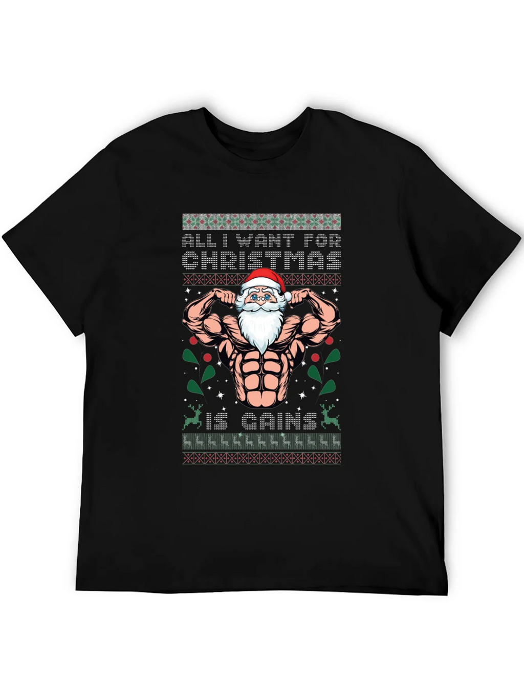 Funny Santa Gains Christmas T-Shirt product image 5