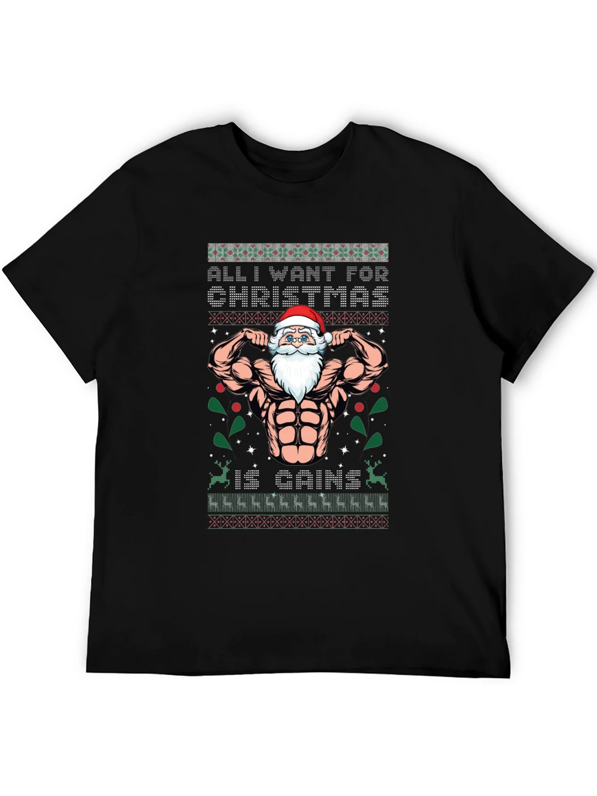 Funny Santa Gains Christmas T-Shirt product image 5