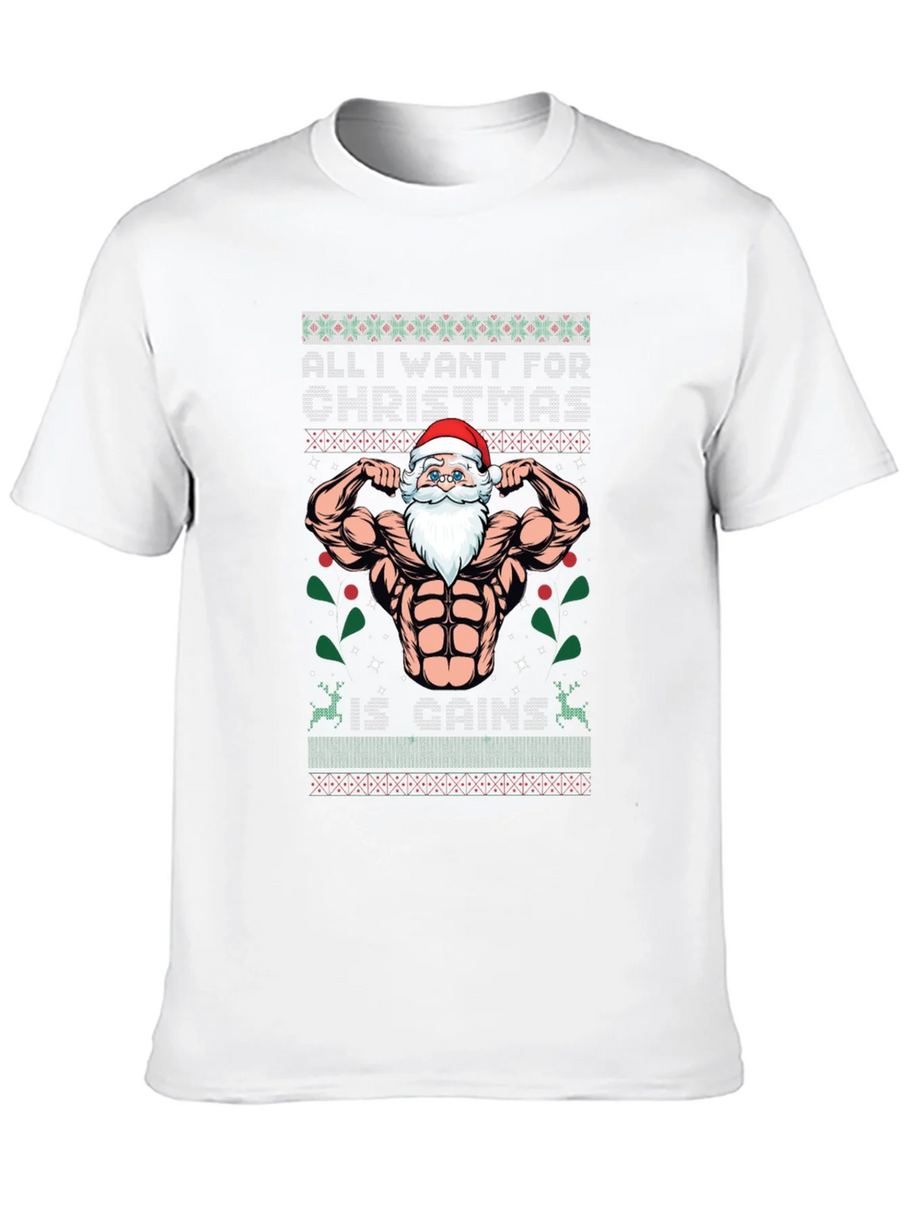 Funny Santa Gains Christmas T-Shirt product image 9