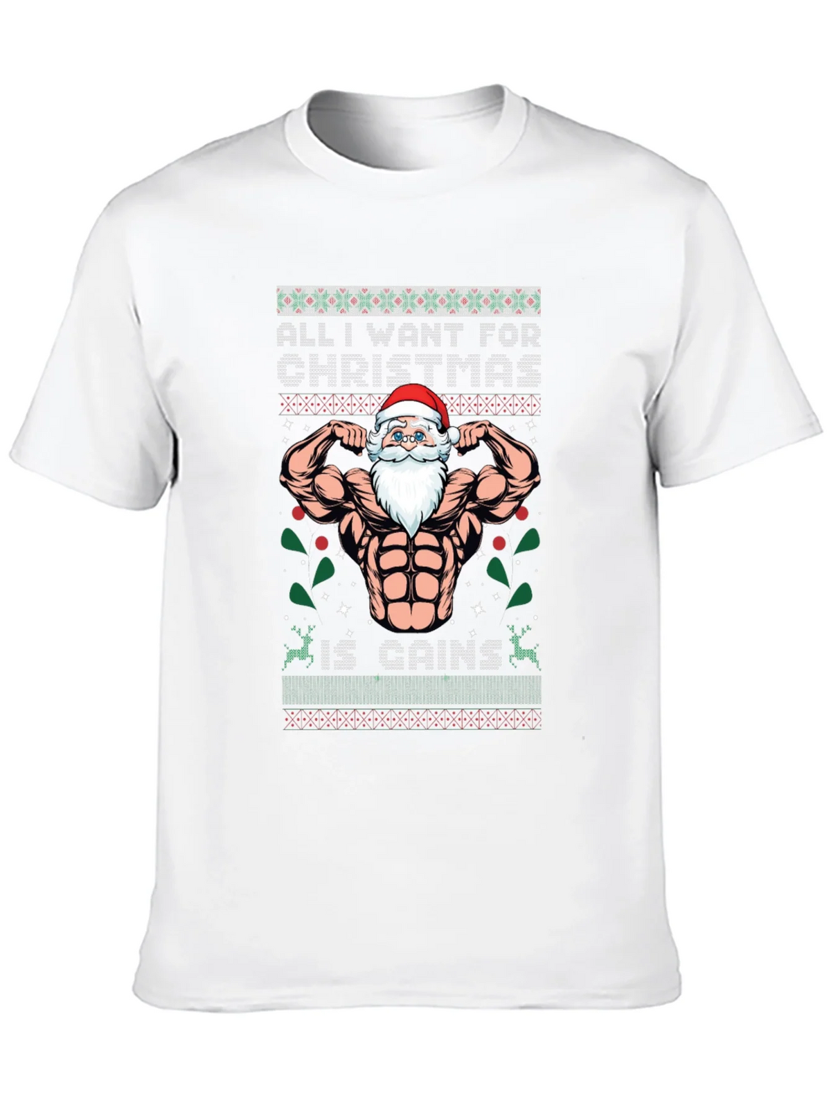 Funny Santa Gains Christmas T-Shirt product image 9