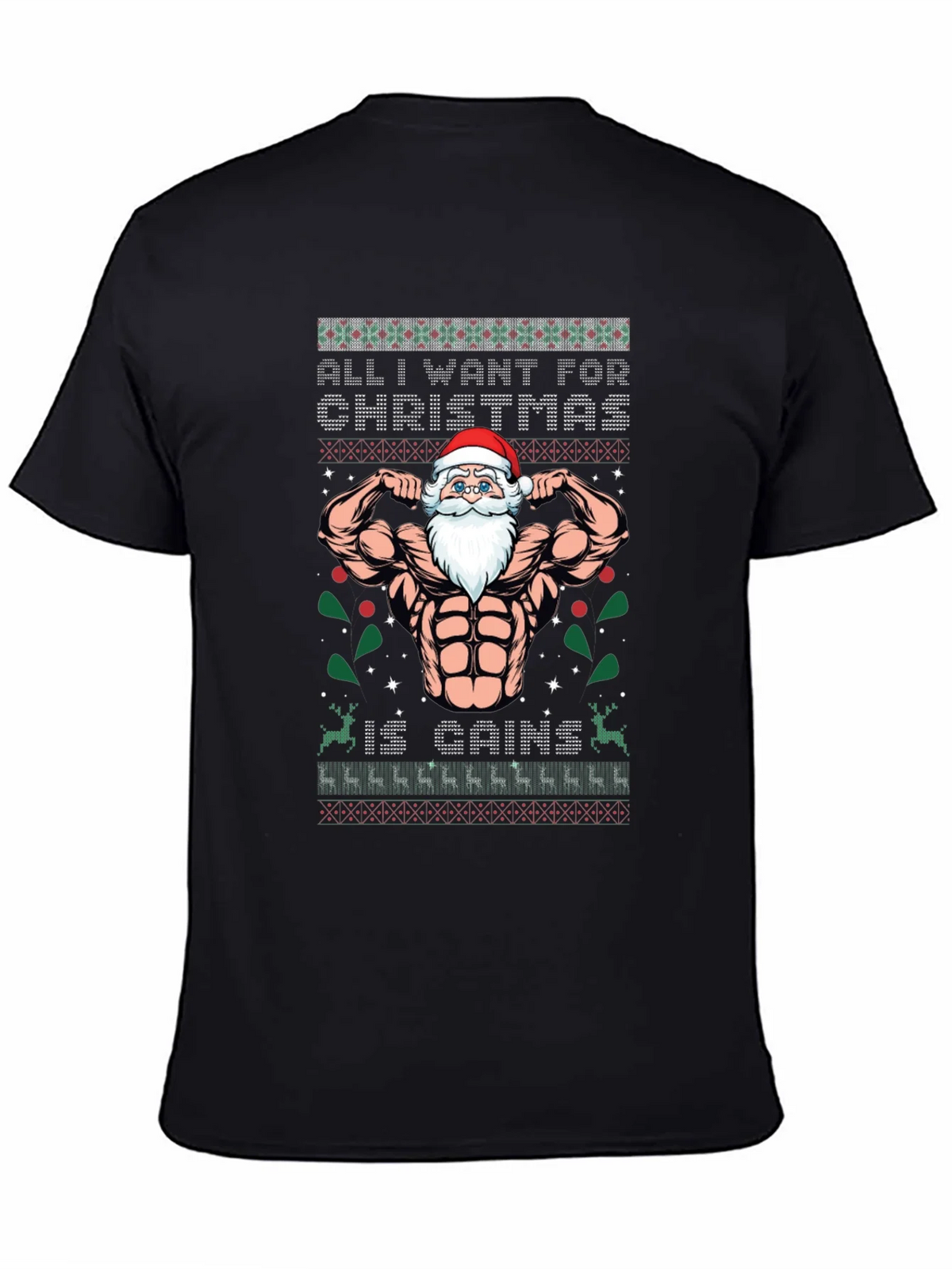 Funny Santa Gains Christmas T-Shirt product image 4