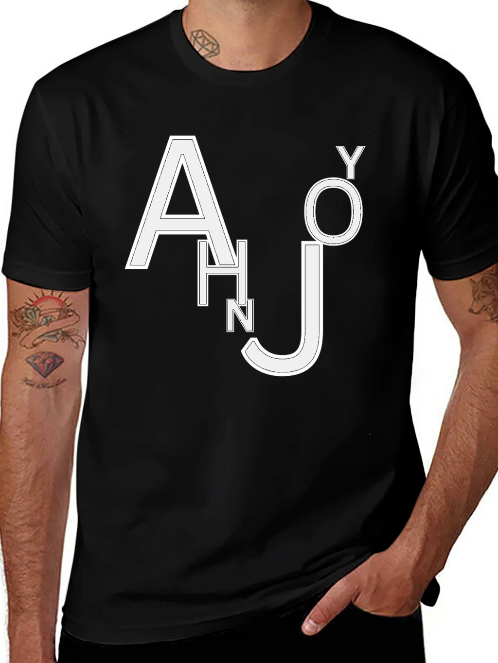 Trendy Black T-Shirt with White Letter Design product image 1