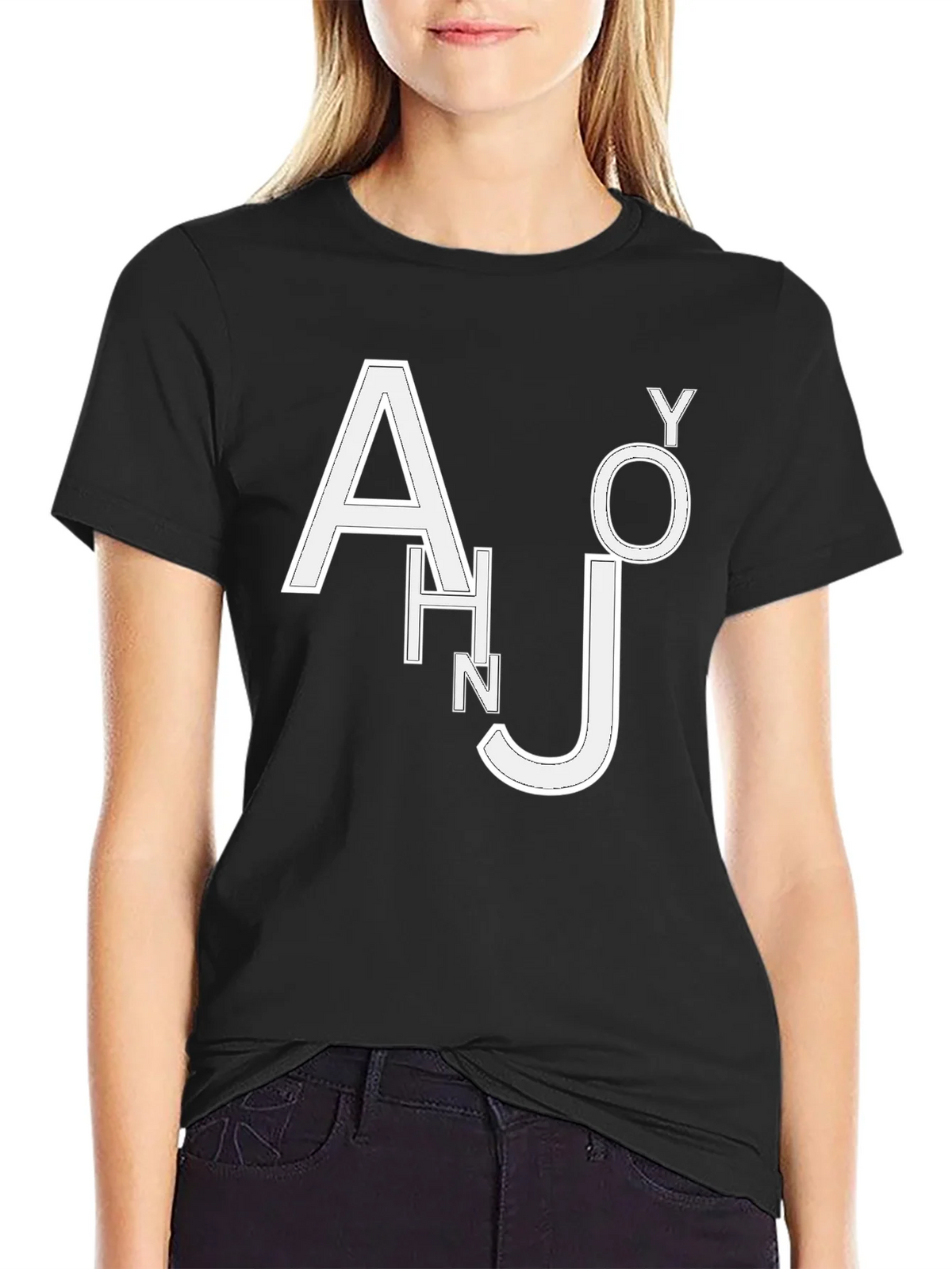 Trendy Black T-Shirt with White Letter Design product image 2