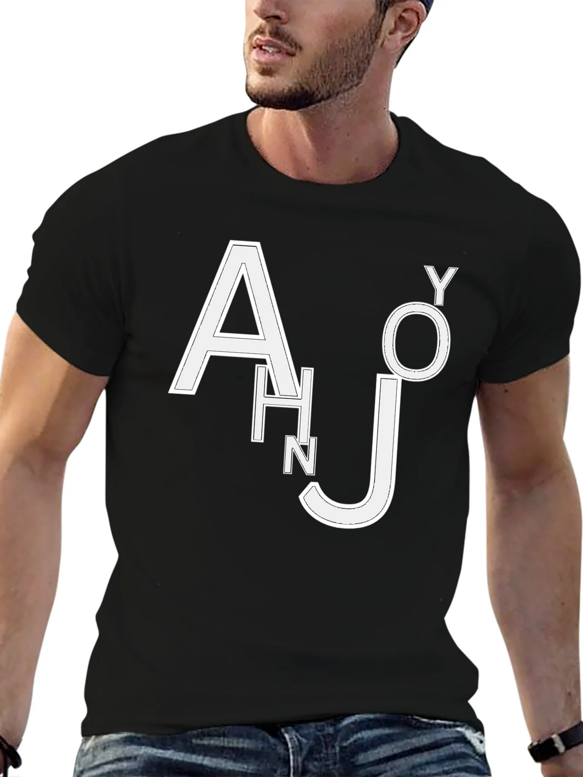 Trendy Black T-Shirt with White Letter Design product image 6