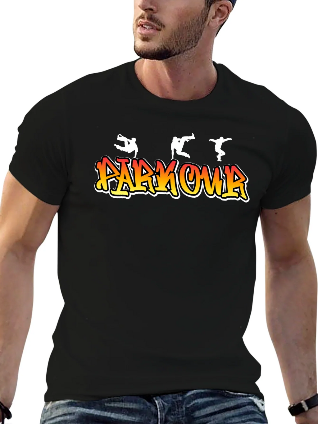 Parkour Graphic Print Black T-Shirt product image 6