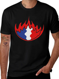 French Flag Fire Graphic Black T-Shirt product image 1
