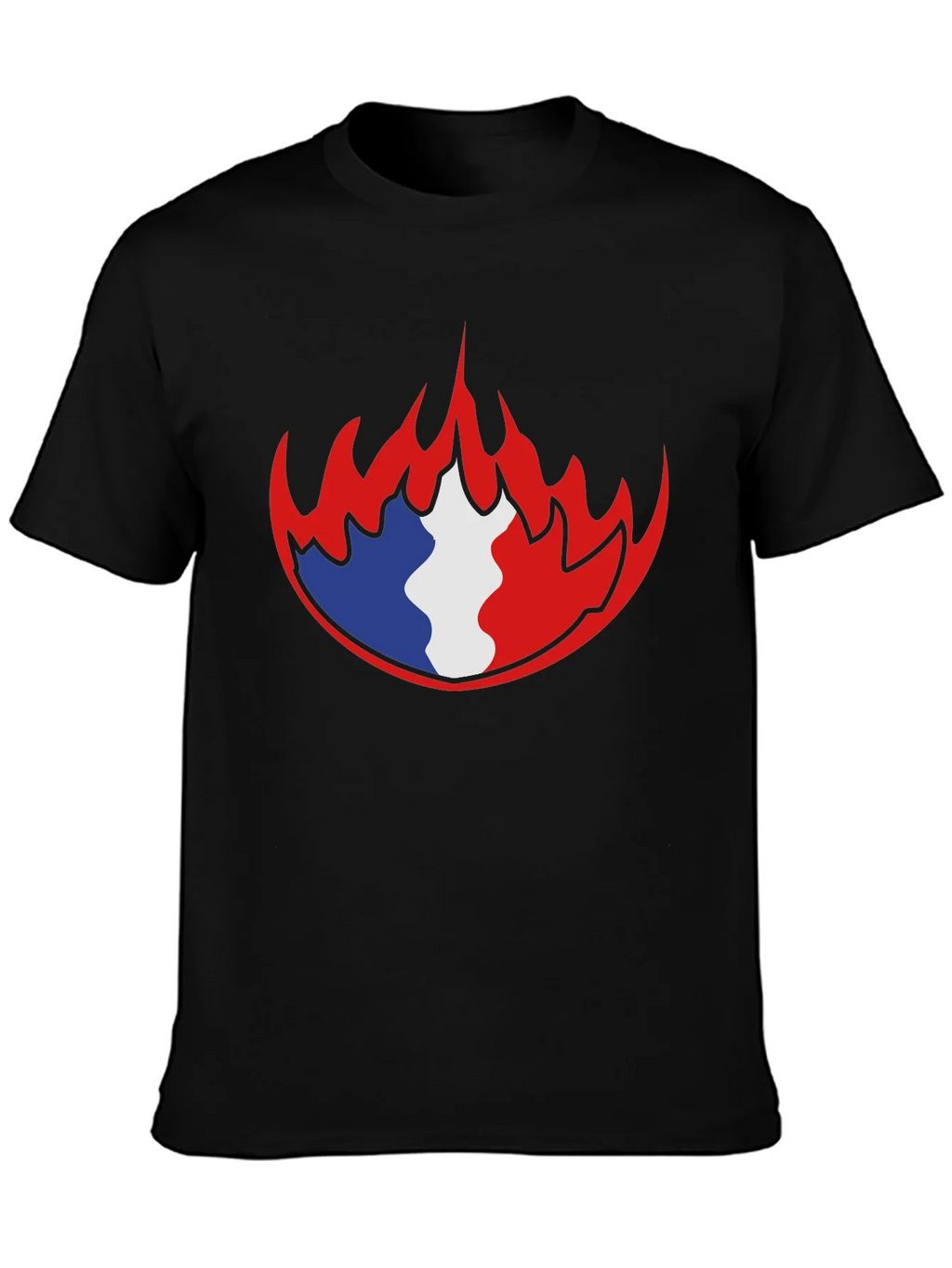 French Flag Fire Graphic Black T-Shirt product image 3