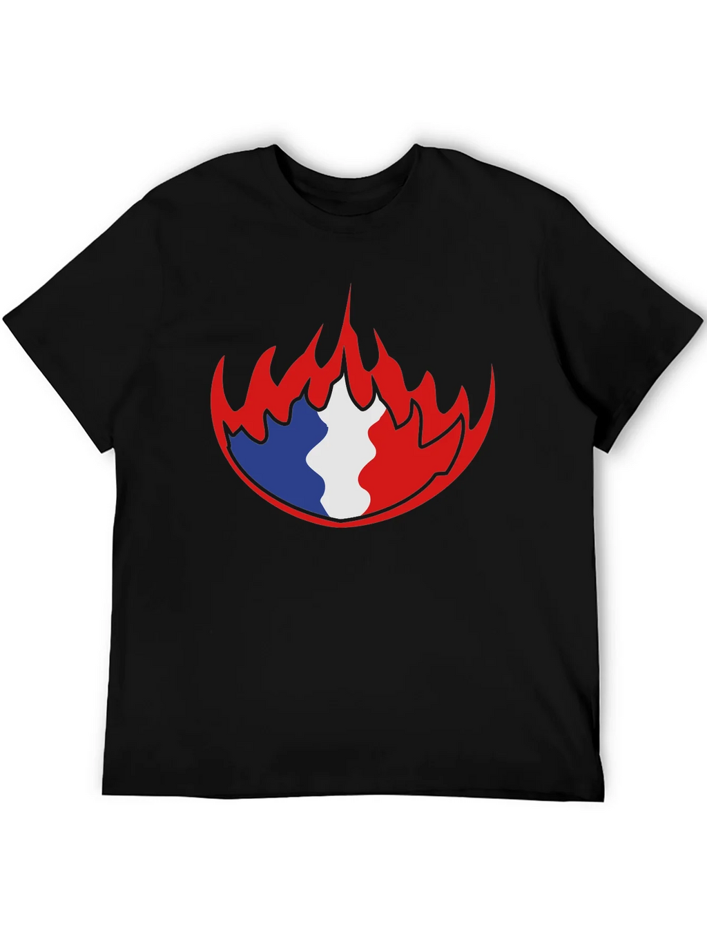 French Flag Fire Graphic Black T-Shirt product image 5