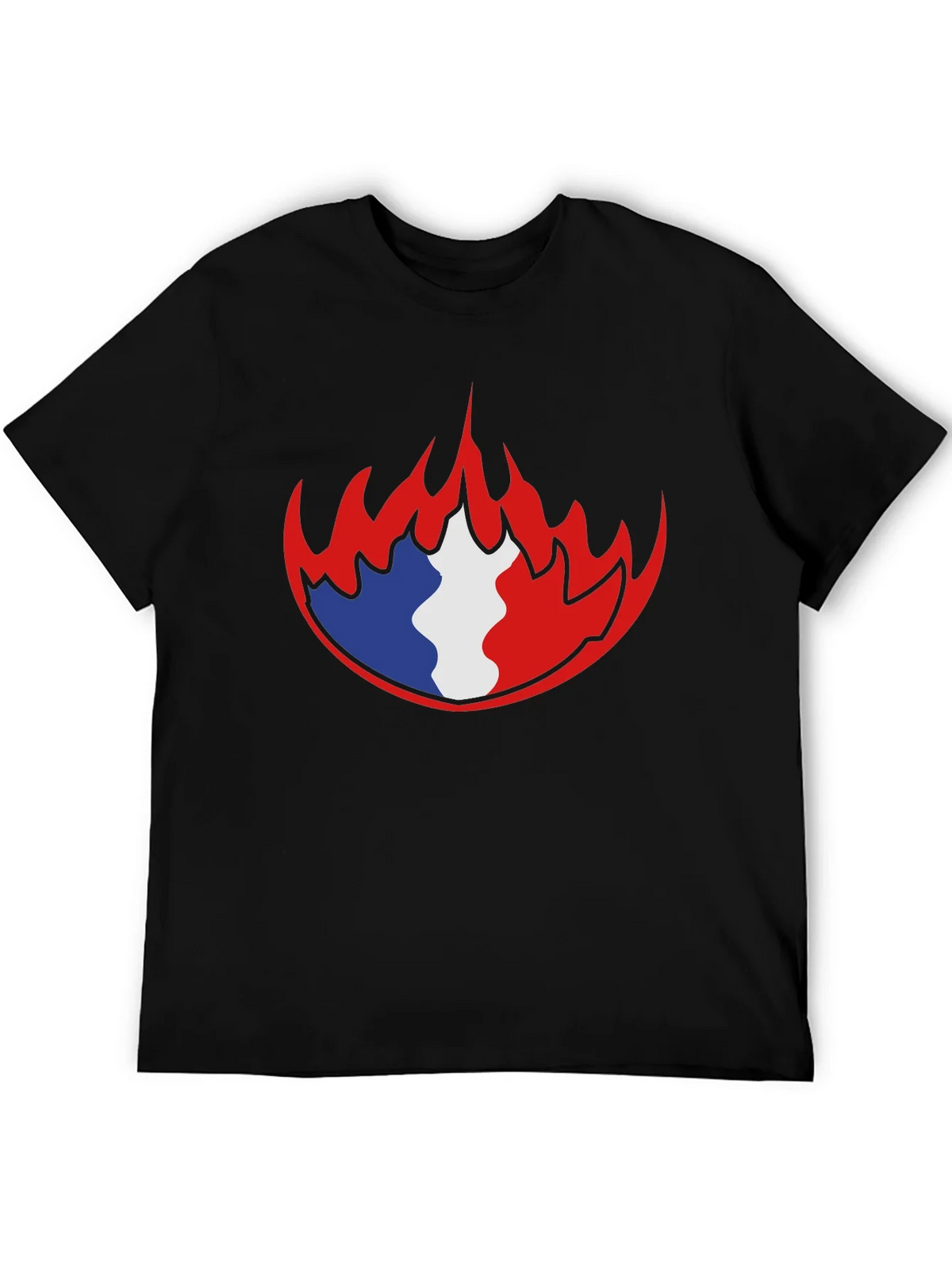 French Flag Fire Graphic Black T-Shirt product image 5