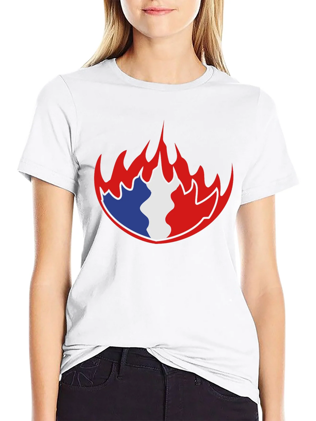 French Flag Fire Graphic Black T-Shirt product image 8