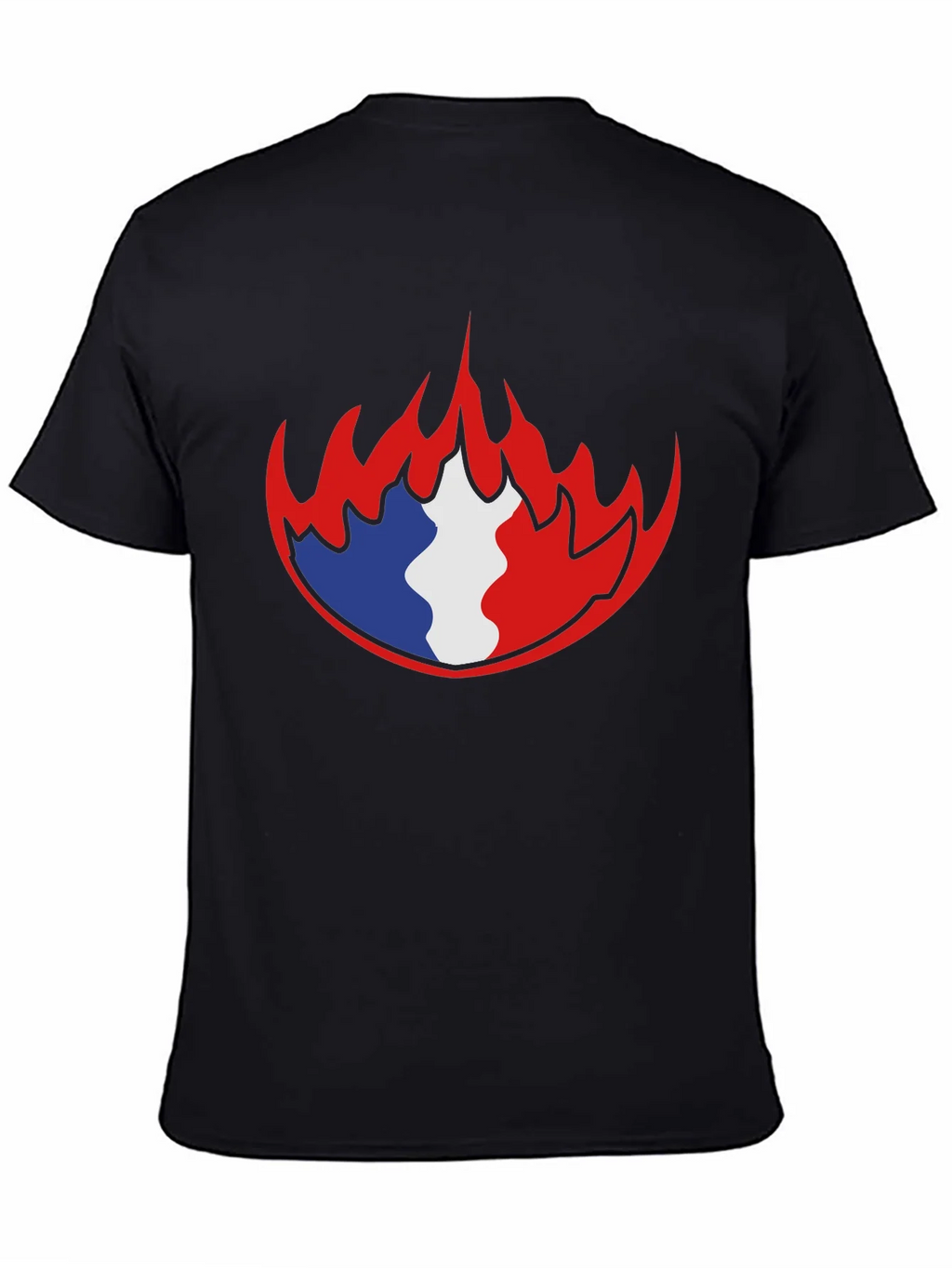 French Flag Fire Graphic Black T-Shirt product image 4