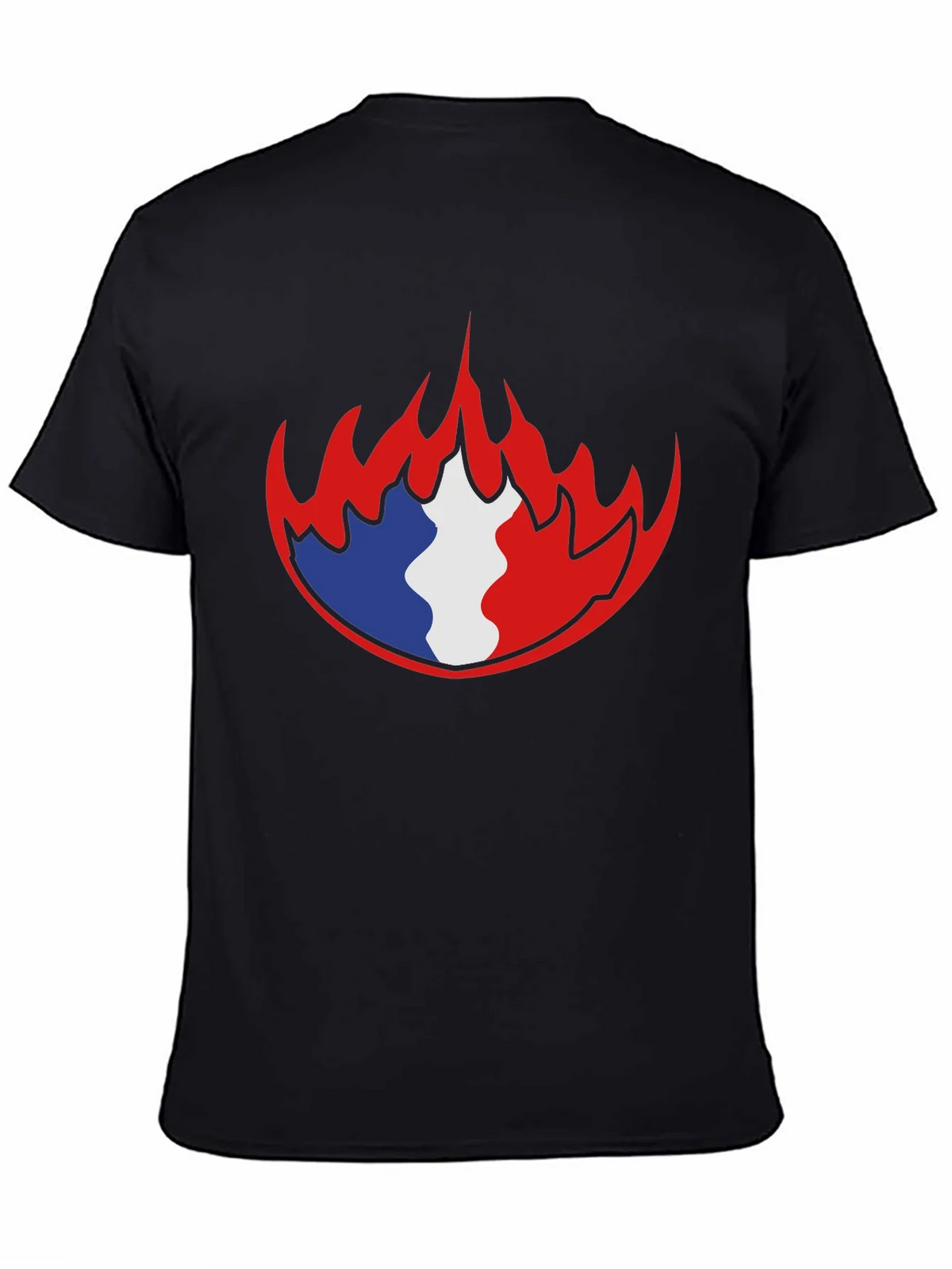 French Flag Fire Graphic Black T-Shirt product image 4