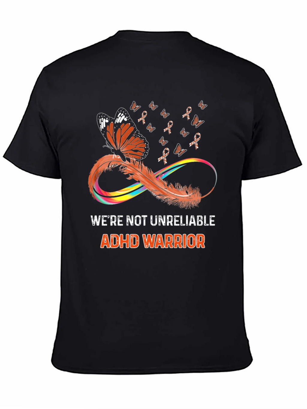 ADHD Warrior T-Shirt Butterfly Infinity Ribbon Design product image 4