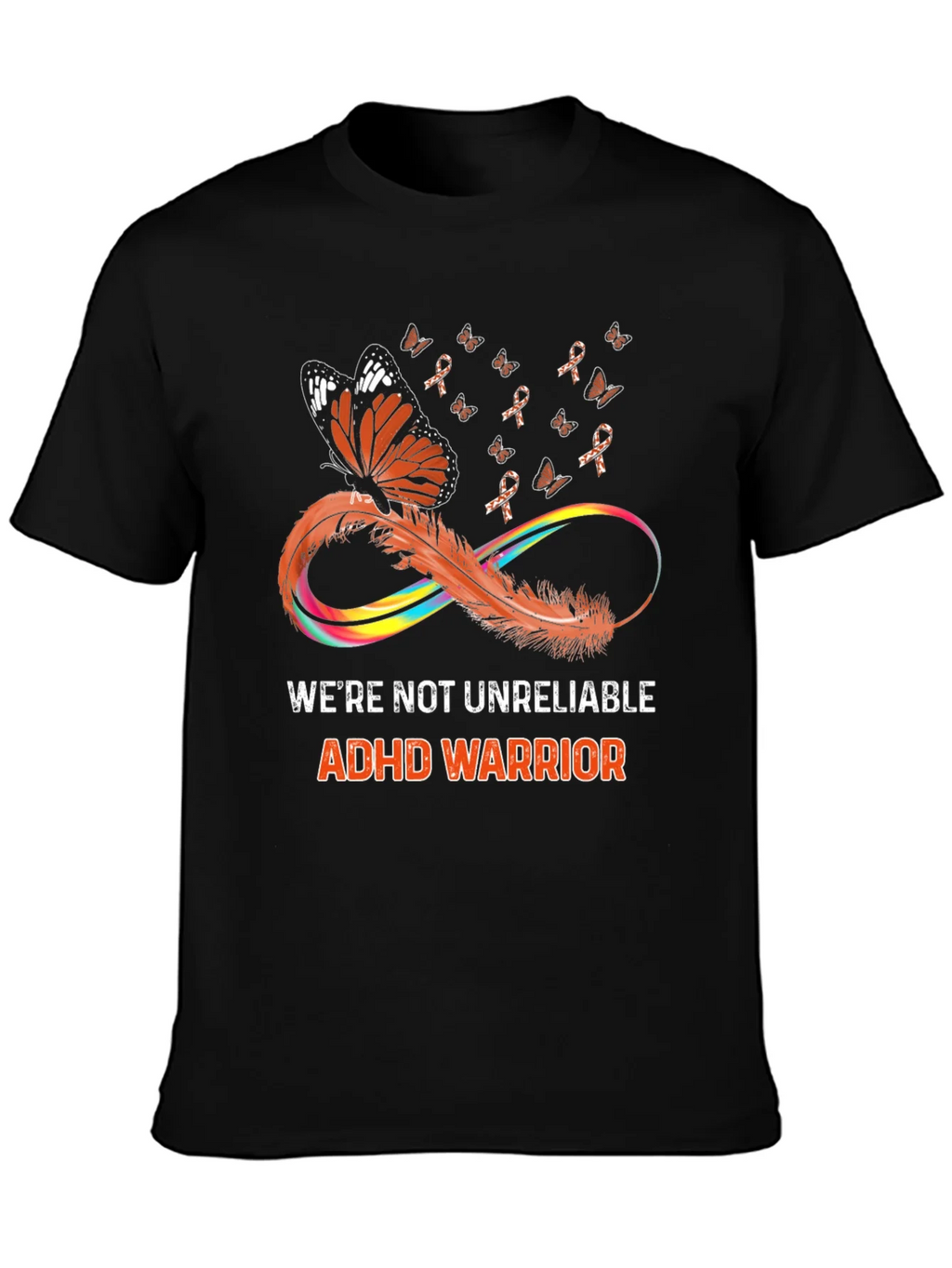 ADHD Warrior T-Shirt Butterfly Infinity Ribbon Design product image 3