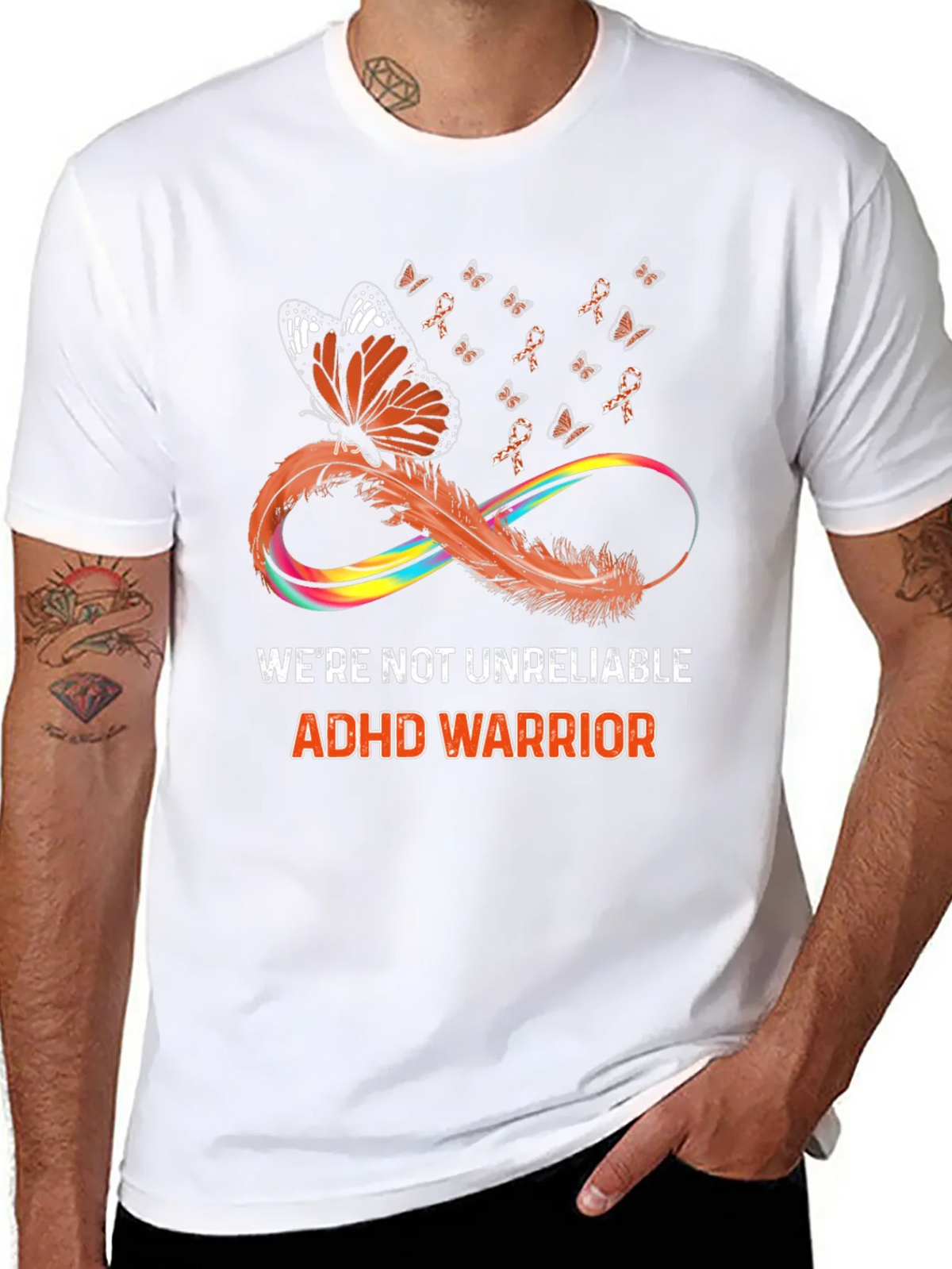 ADHD Warrior T-Shirt Butterfly Infinity Ribbon Design product image 7