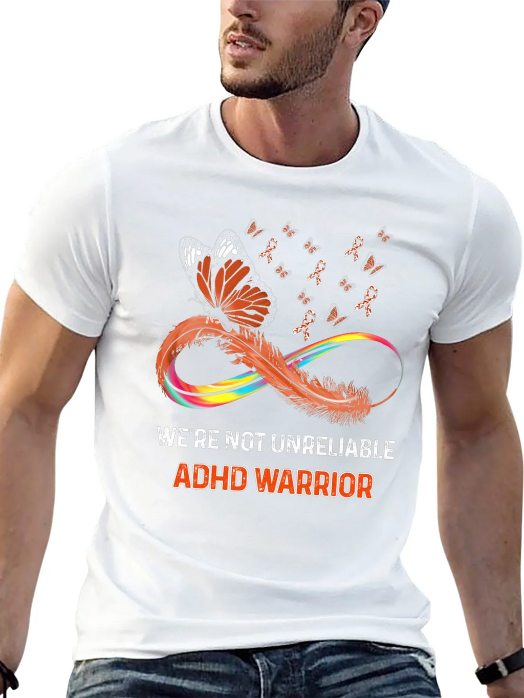 ADHD Warrior T-Shirt Butterfly Infinity Ribbon Design product image 12