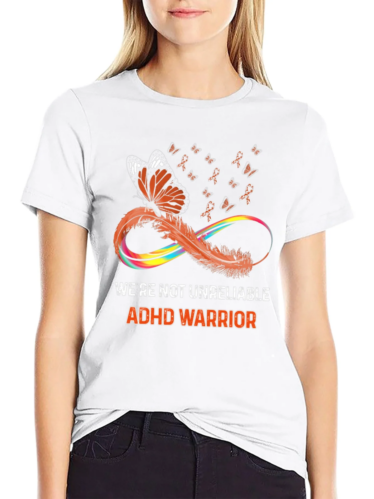 ADHD Warrior T-Shirt Butterfly Infinity Ribbon Design product image 8