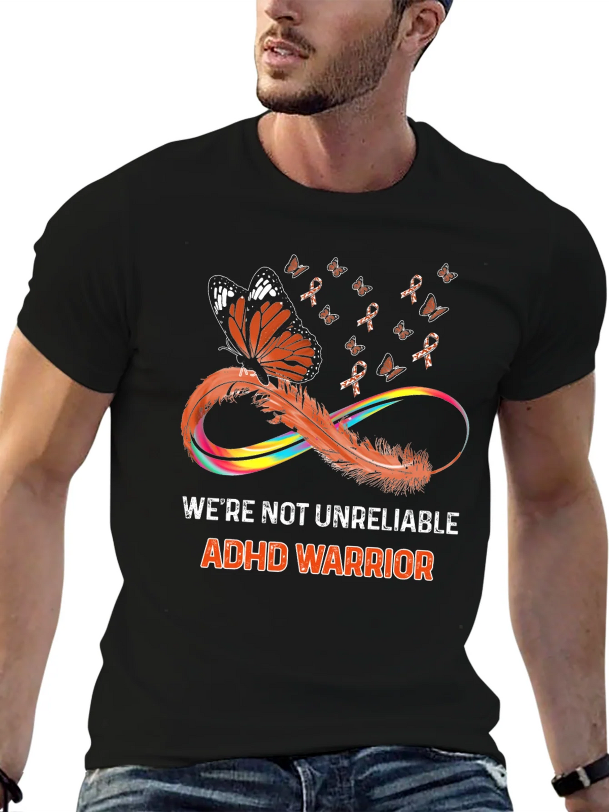ADHD Warrior T-Shirt Butterfly Infinity Ribbon Design product image 6