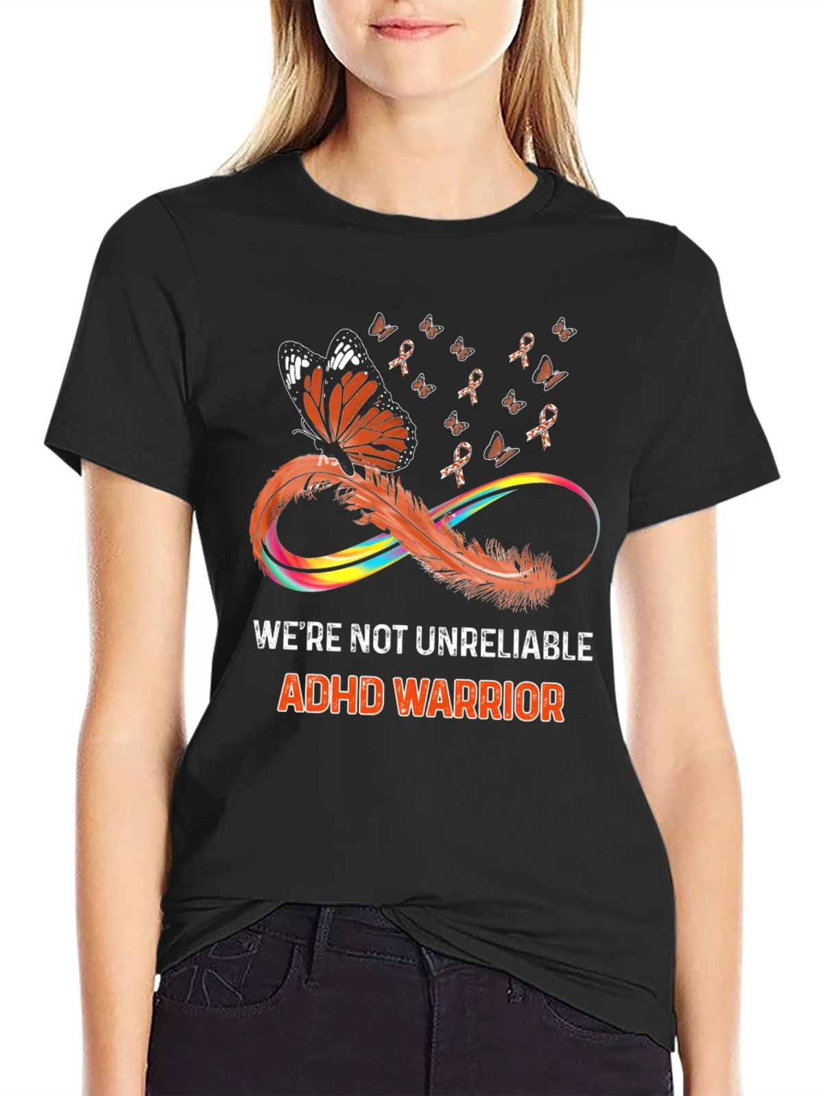 ADHD Warrior T-Shirt Butterfly Infinity Ribbon Design product image 2
