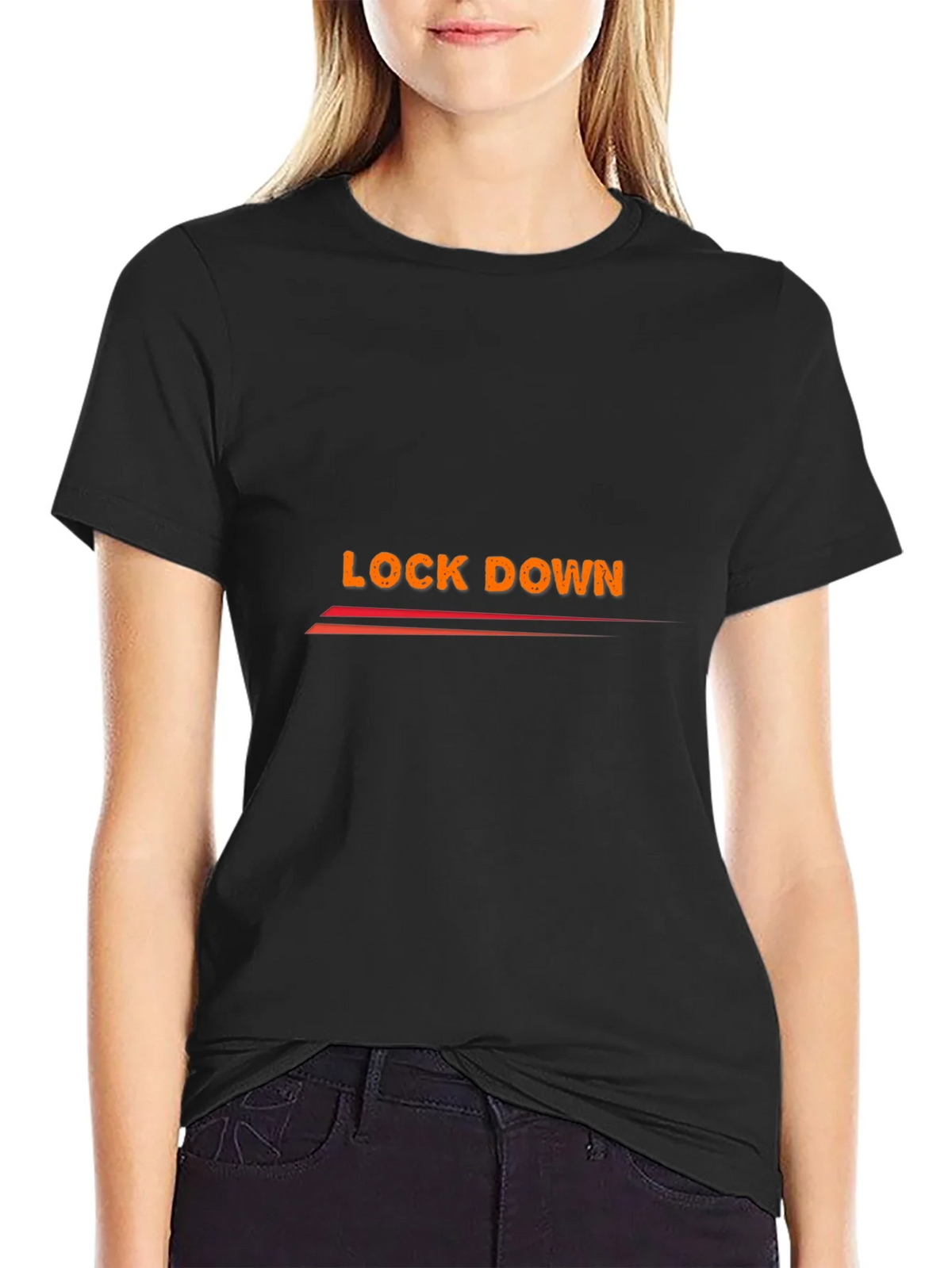 Lock Down Graphic Tee - Black Cotton Blend product image 2
