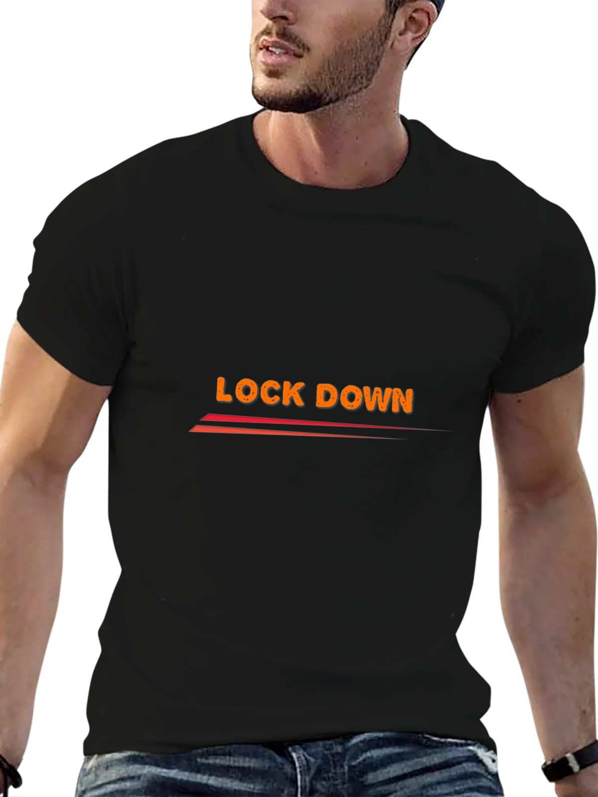 Lock Down Graphic Tee - Black Cotton Blend product image 6