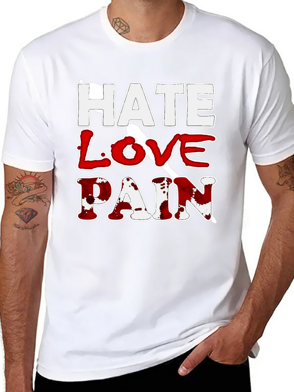 Hate Love Pain Graphic Print T-Shirt product image 7