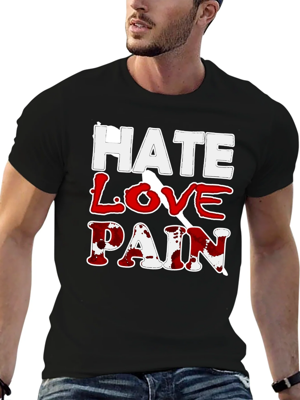 Hate Love Pain Graphic Print T-Shirt product image 6