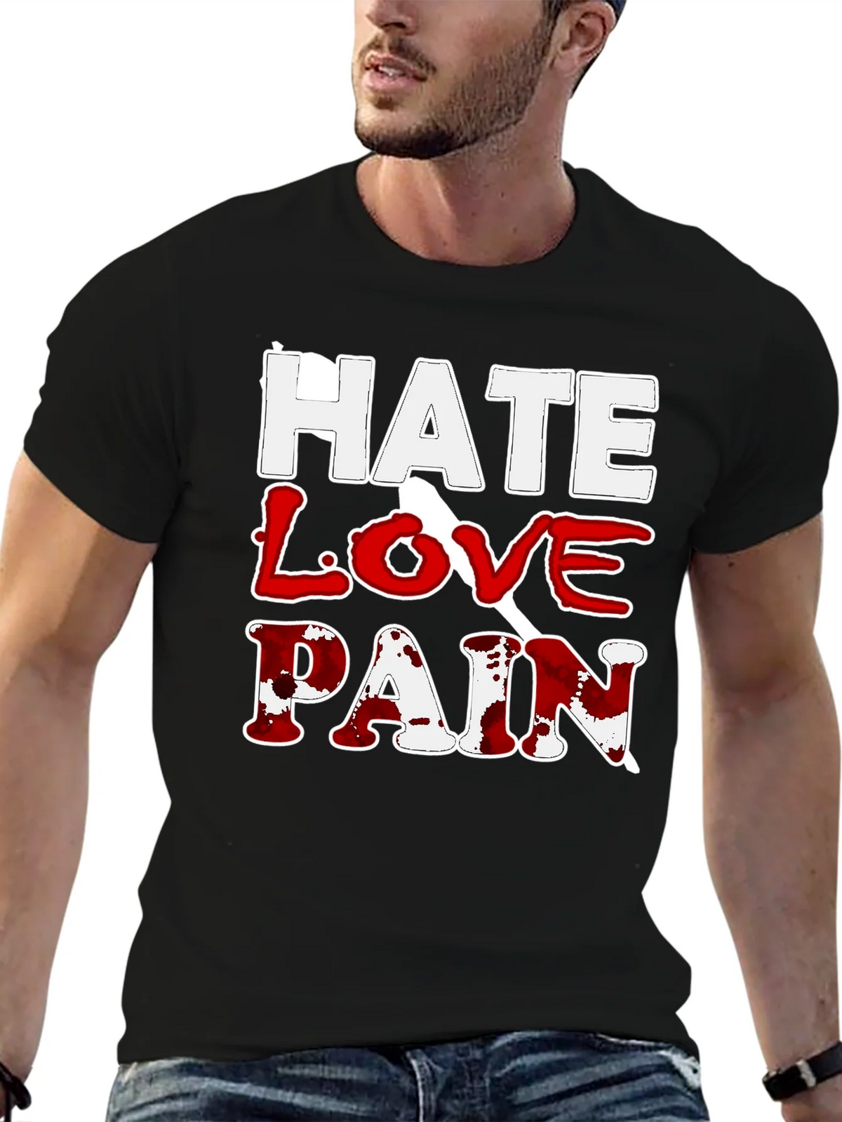 Hate Love Pain Graphic Print T-Shirt product image 6