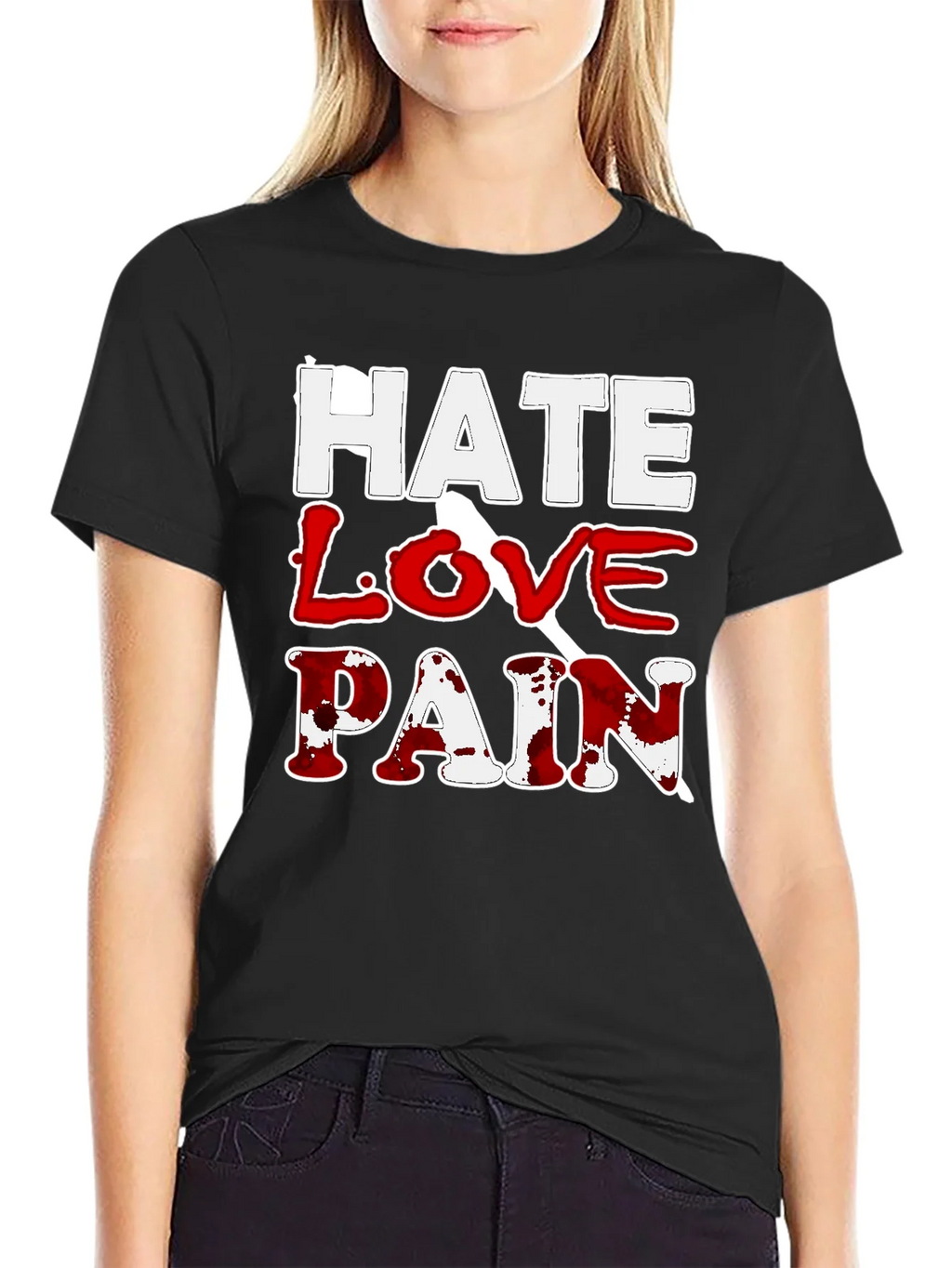 Hate Love Pain Graphic Print T-Shirt product image 2