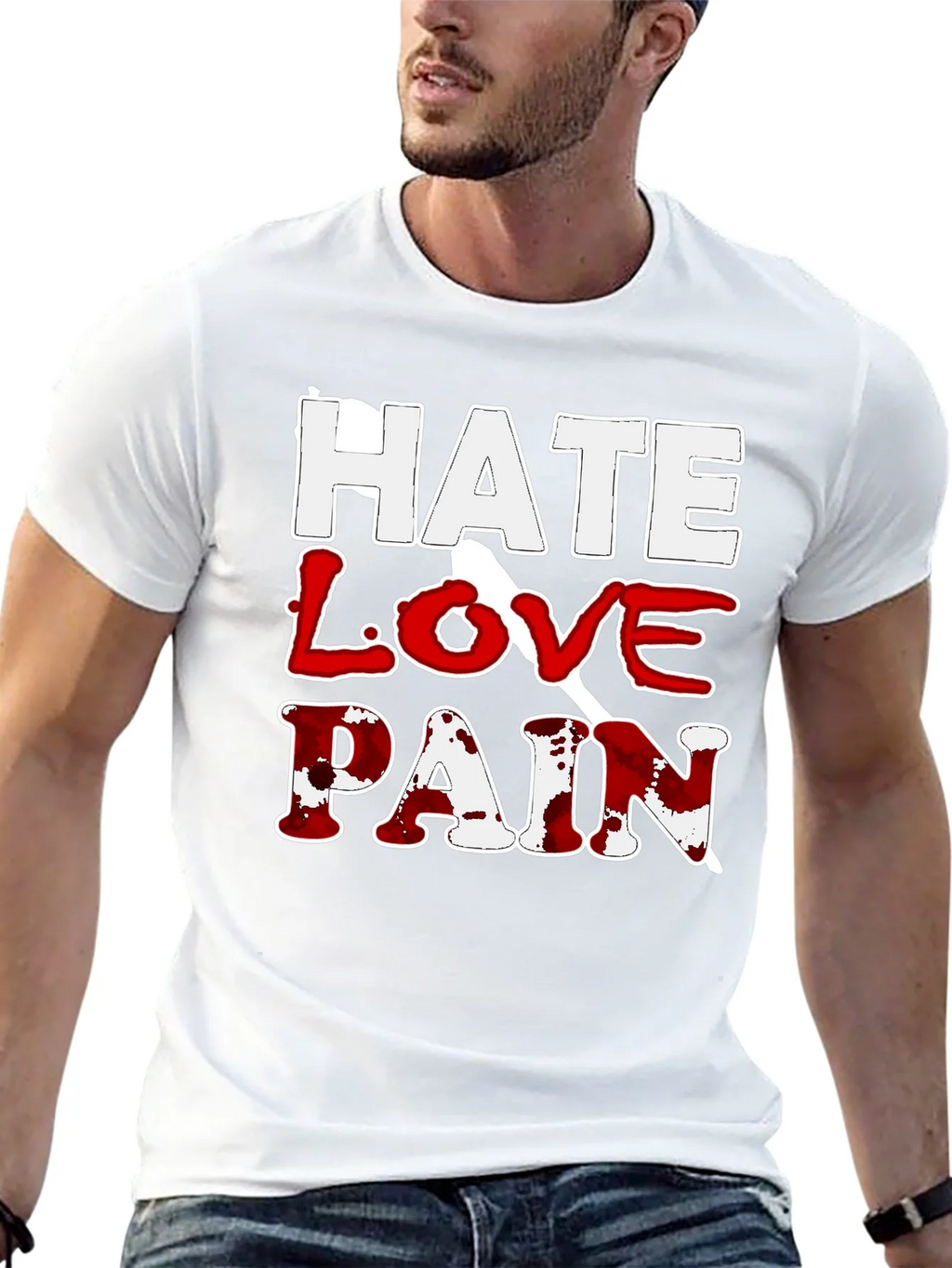Hate Love Pain Graphic Print T-Shirt product image 12