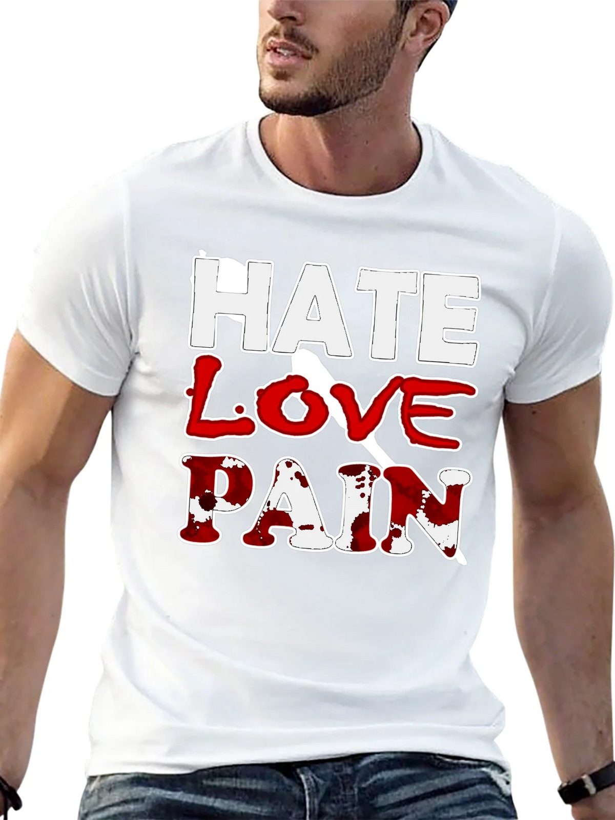 Hate Love Pain Graphic Print T-Shirt product image 12
