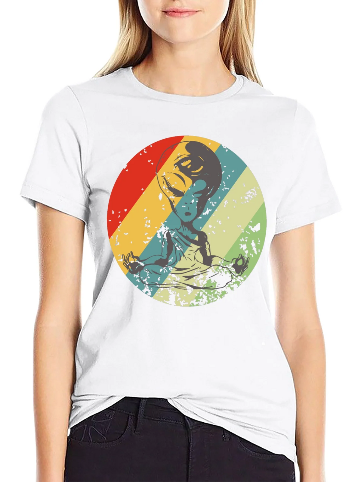 Retro Alien Meditation T-Shirt - Sci-Fi Yoga Tee product image 8