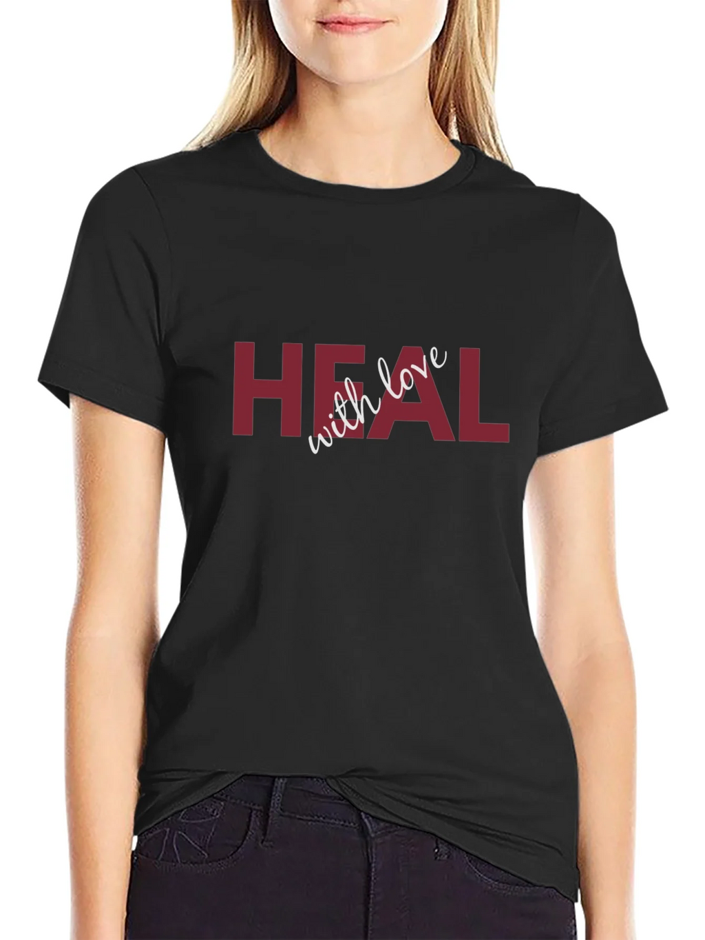 Heal with Love Graphic Black T-Shirt product image 2