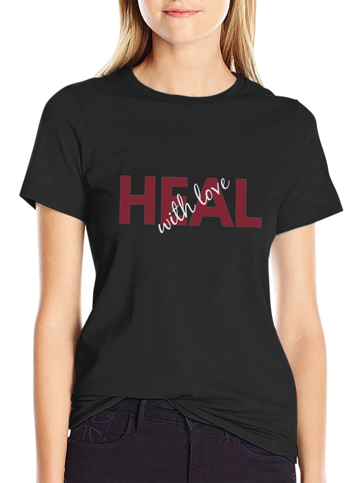 Heal with Love Graphic Black T-Shirt product image 2