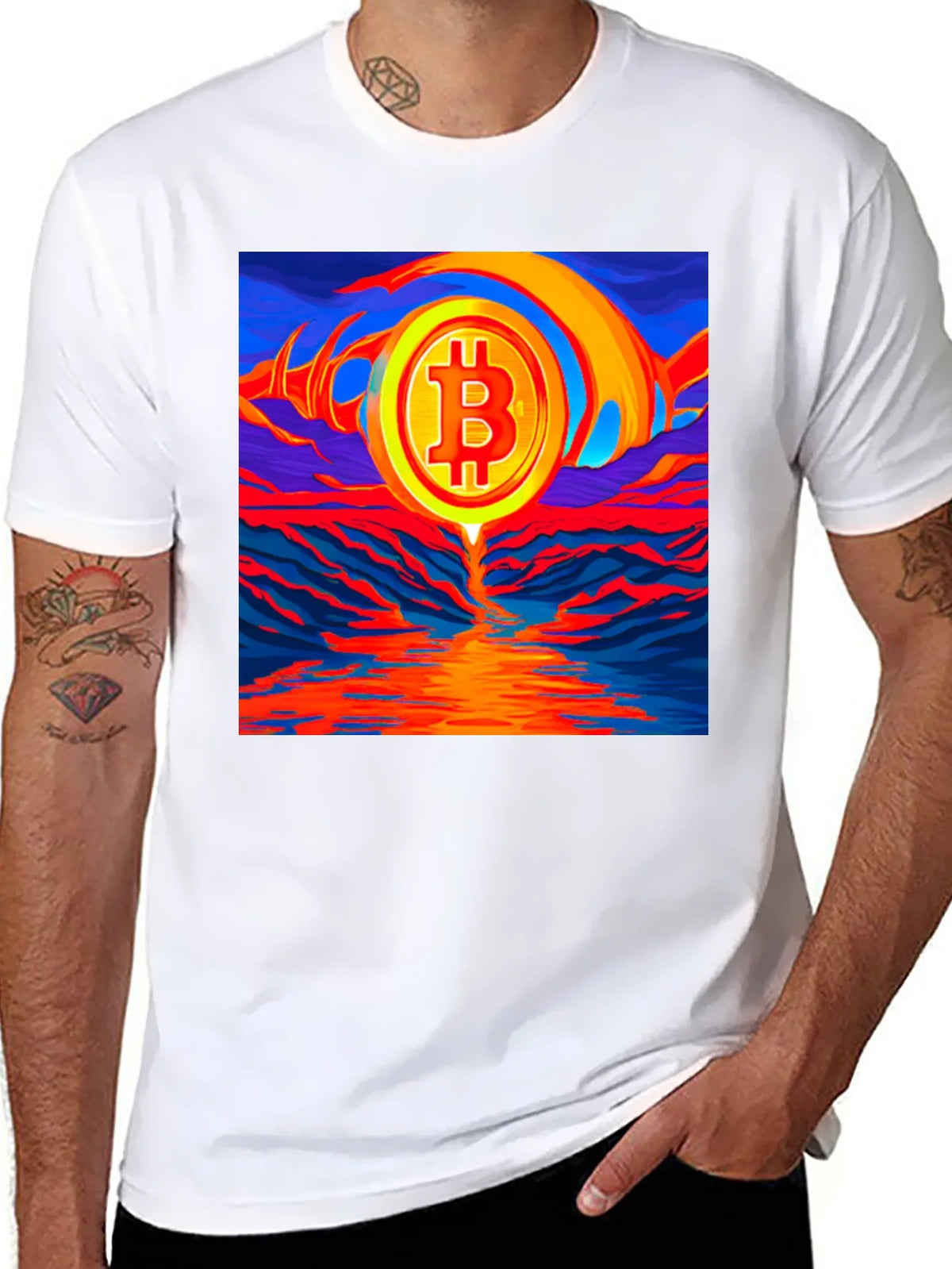 Bitcoin Sunset Graphic Tee - Black T-Shirt product image 7