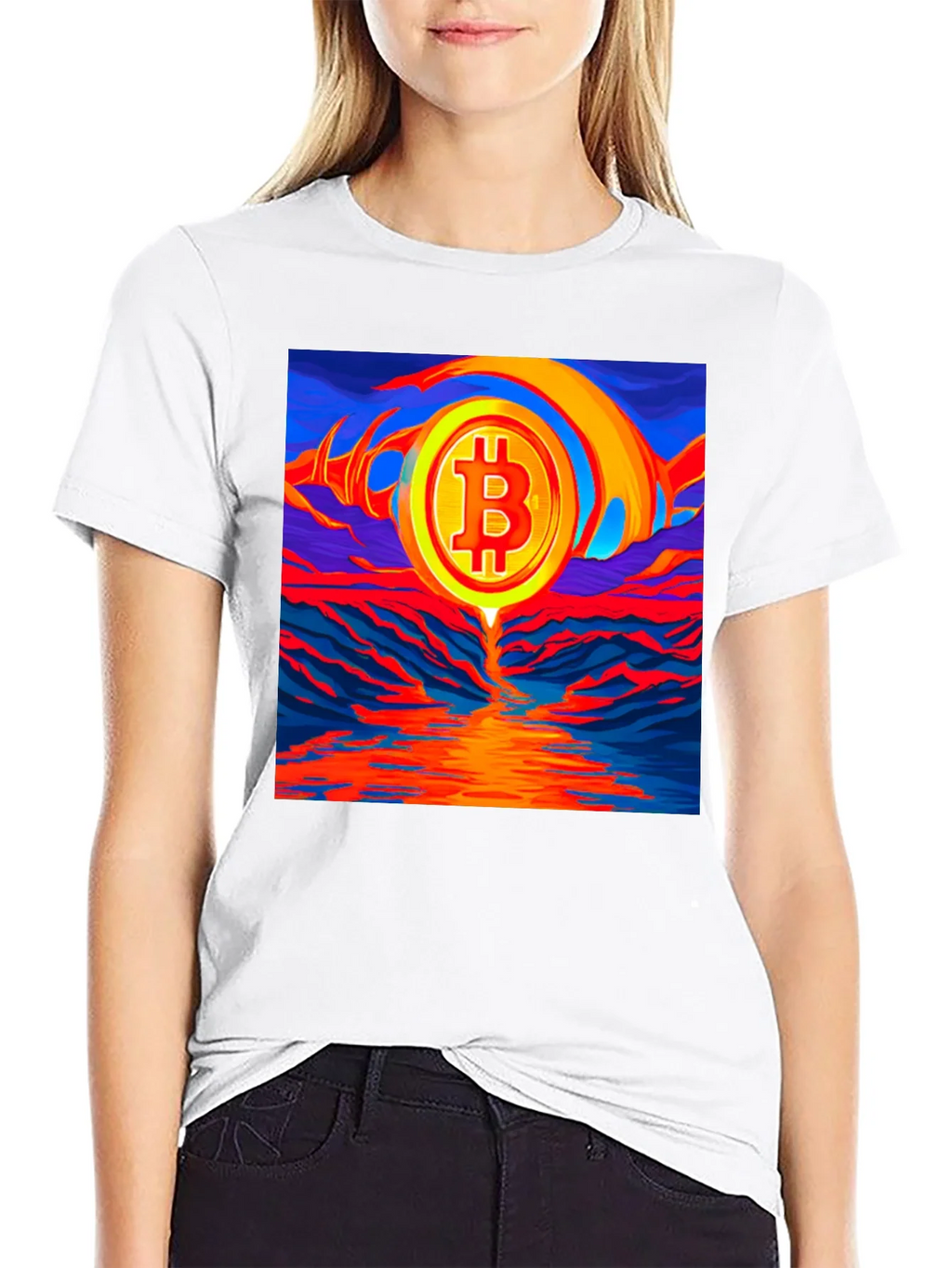Bitcoin Sunset Graphic Tee - Black T-Shirt product image 8