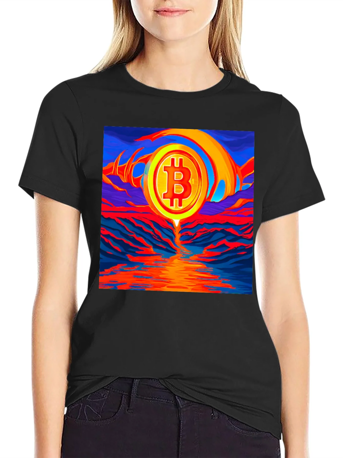 Bitcoin Sunset Graphic Tee - Black T-Shirt product image 2