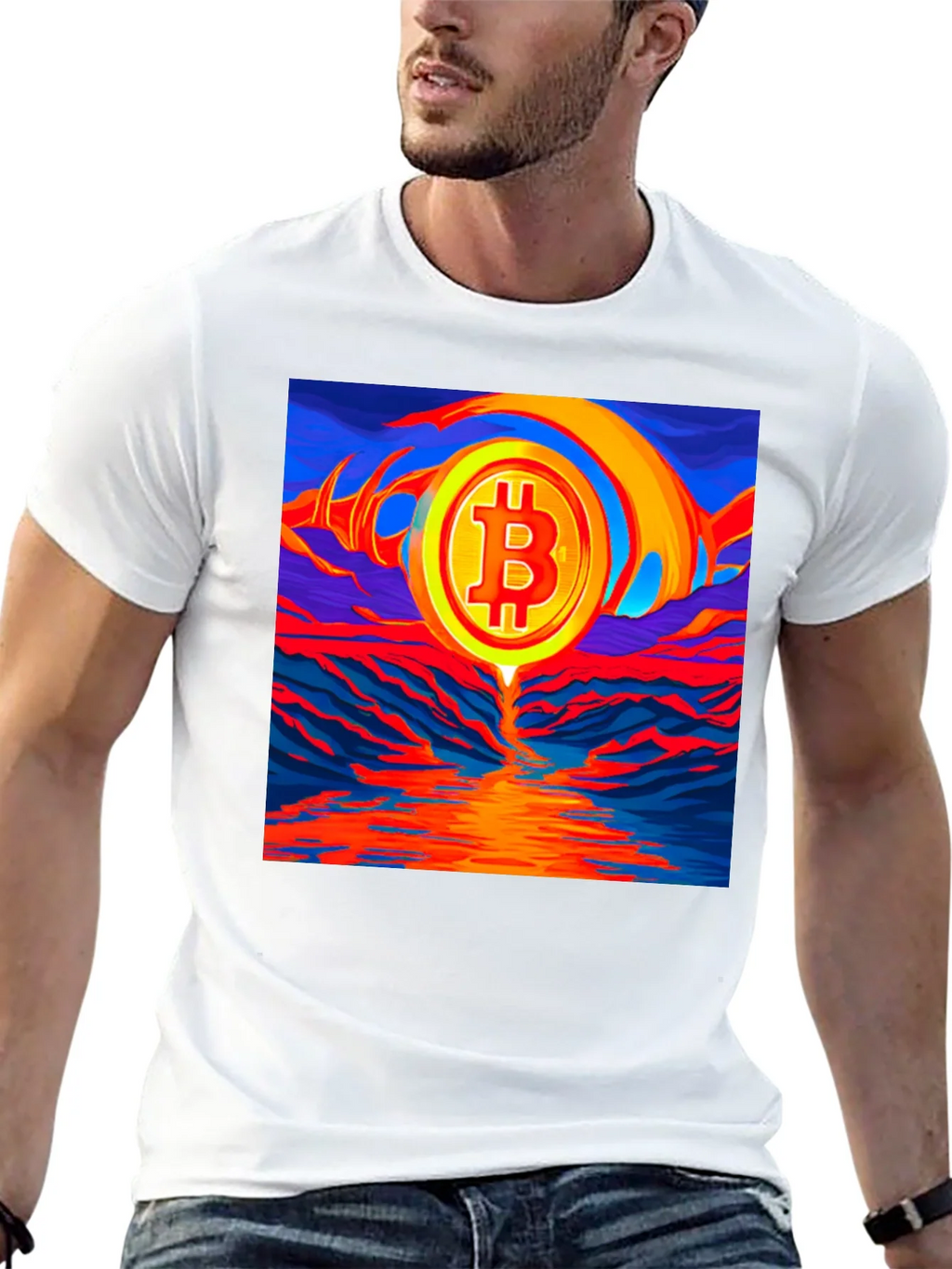 Bitcoin Sunset Graphic Tee - Black T-Shirt product image 12