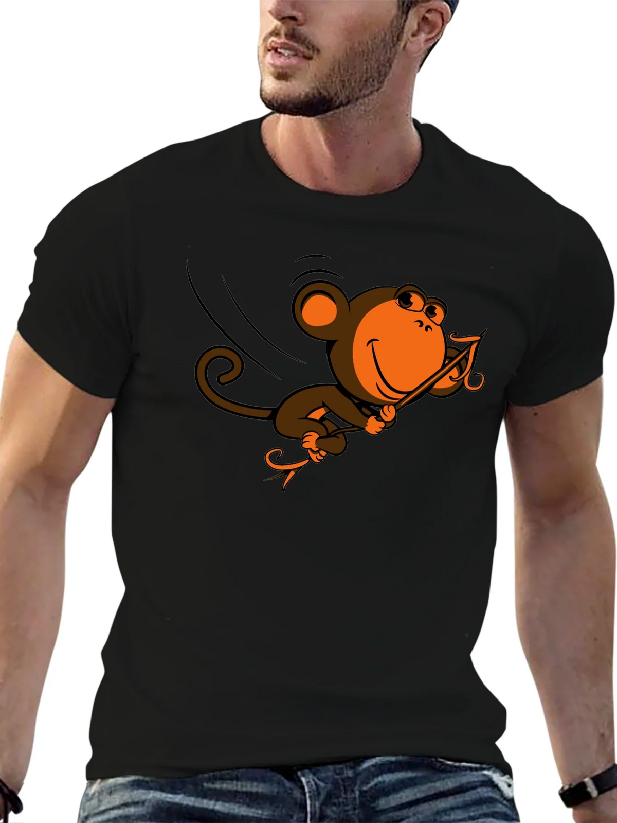 Monkey Swinging T-Shirt - Fun Cartoon Design product image 6