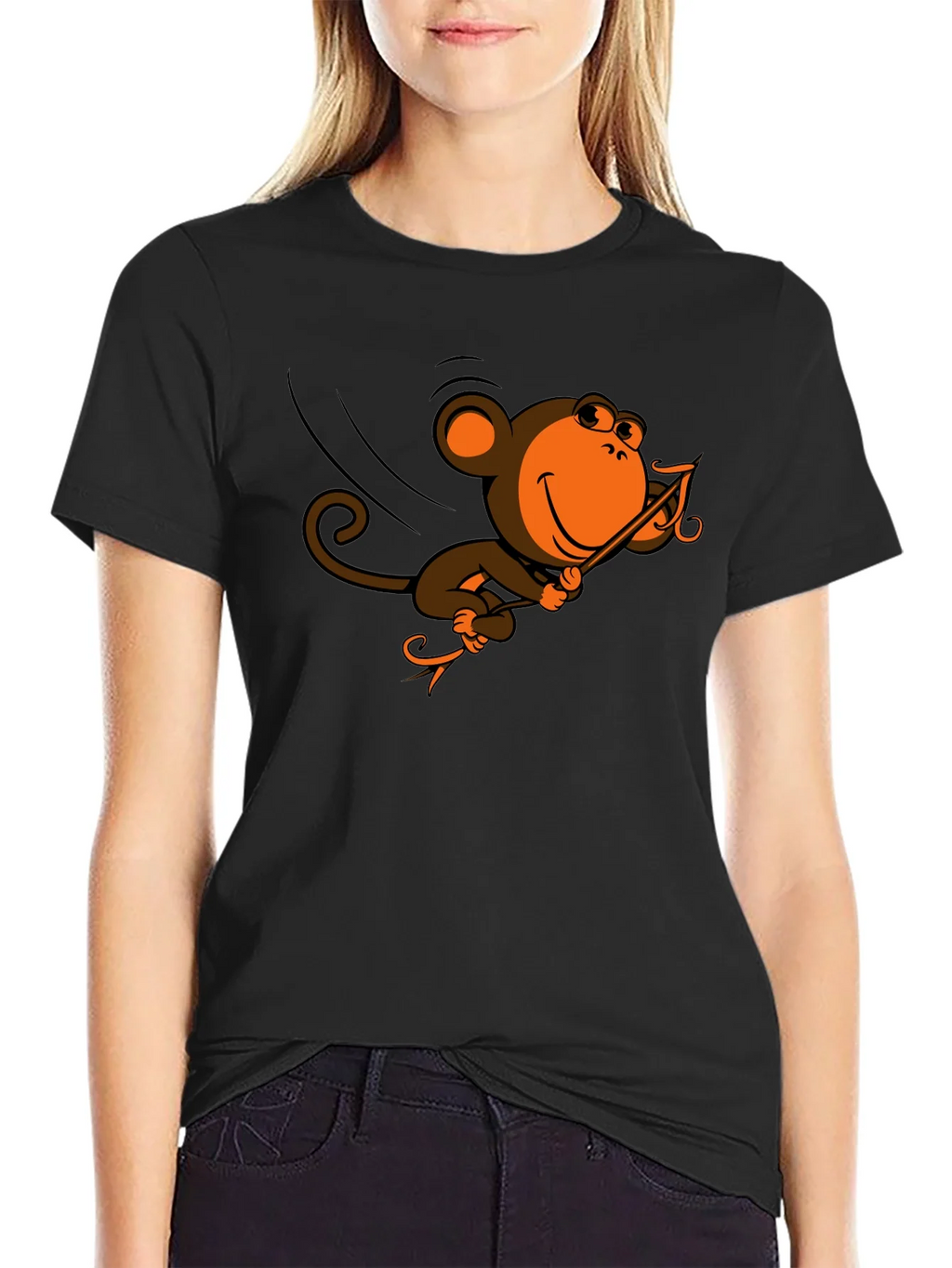 Monkey Swinging T-Shirt - Fun Cartoon Design product image 2