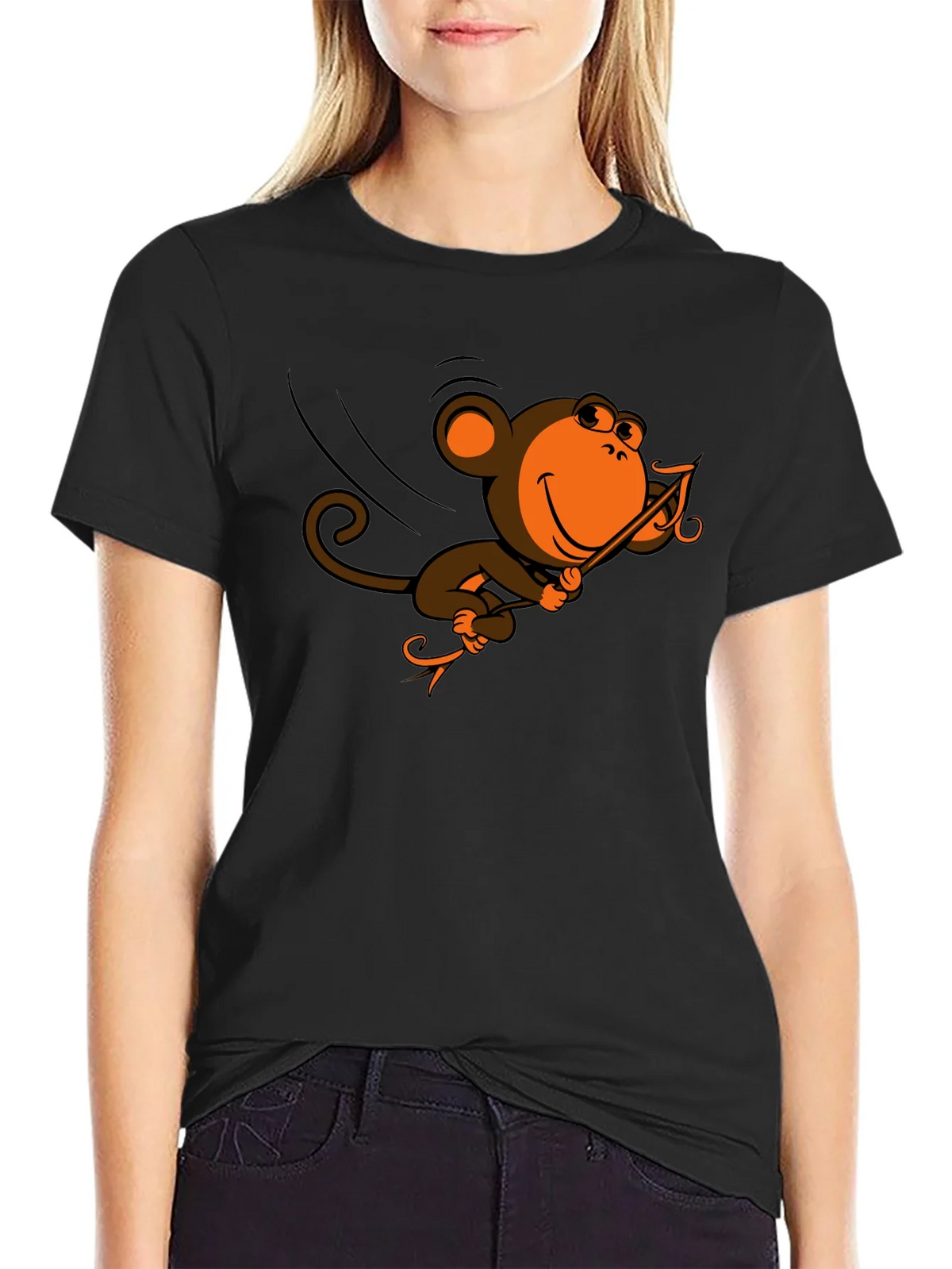 Monkey Swinging T-Shirt - Fun Cartoon Design product image 2