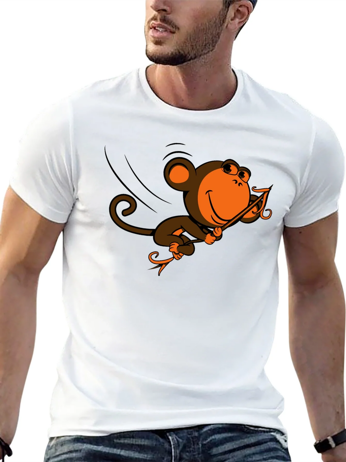 Monkey Swinging T-Shirt - Fun Cartoon Design product image 12